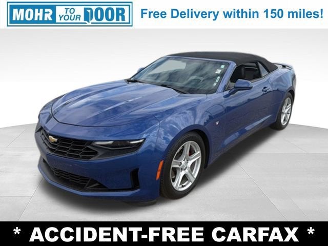 2020 Chevrolet Camaro 3LT in Riverside Blue Metallic — front three-quarter view