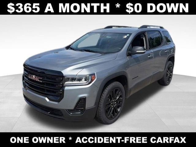 2023 GMC Acadia SLE in Sterling Metallic — front three-quarter view