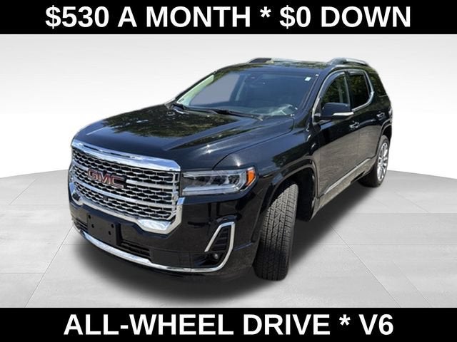 2023 GMC Acadia Denali in Ebony Twilight Metallic — front three-quarter view
