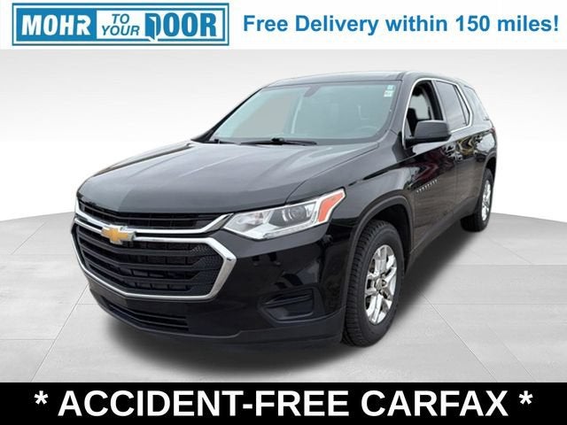 2020 Chevrolet Traverse LS in Mosaic Black Metallic — front three-quarter view