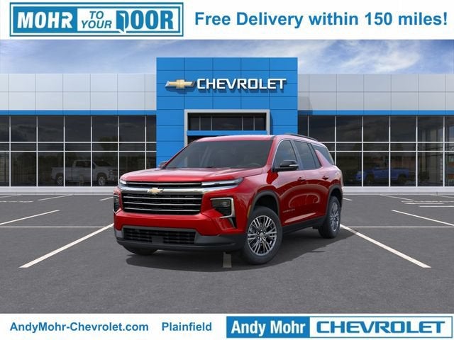 2026 Chevrolet Traverse LT in Radiant Red Tintcoat — front three-quarter view