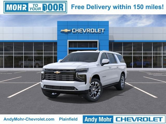 2026 Chevrolet Suburban High Country in Polar White Tricoat — front three-quarter view