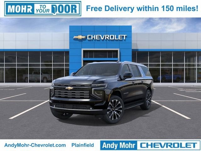 2026 Chevrolet Suburban High Country in Black — front three-quarter view