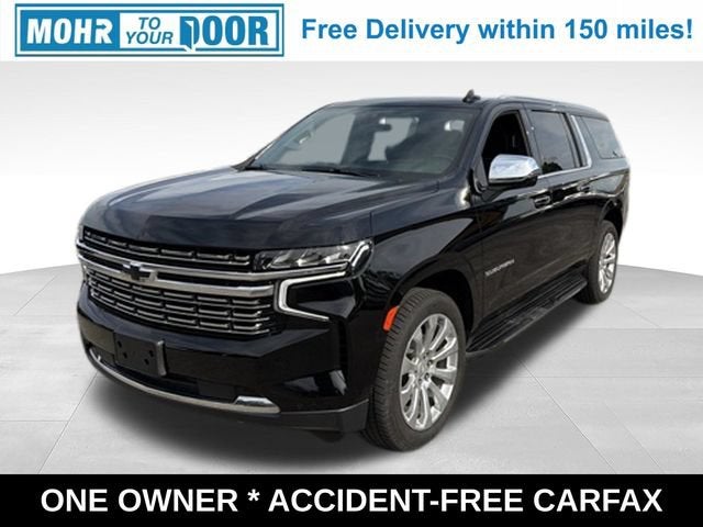 2021 Chevrolet Suburban Premier in Black — front three-quarter view
