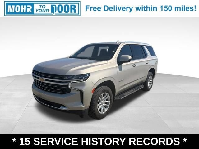 2021 Chevrolet Tahoe LT in Empire Beige Metallic — front three-quarter view