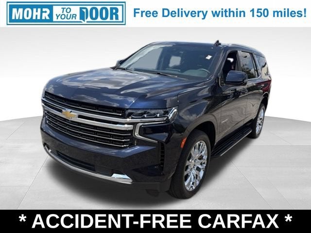 2023 Chevrolet Tahoe LT in Midnight Blue Metallic — front three-quarter view
