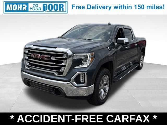 2021 GMC Sierra 1500 SLT in Dark Sky Metallic — front three-quarter view