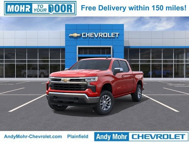 2026 Chevrolet Silverado 1500 LT in Red Hot — front three-quarter view