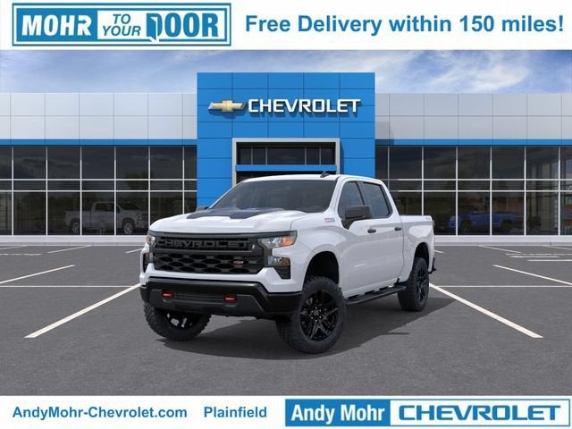 2026 Chevrolet Silverado 1500 Custom Trail Boss in Summit White — front three-quarter view