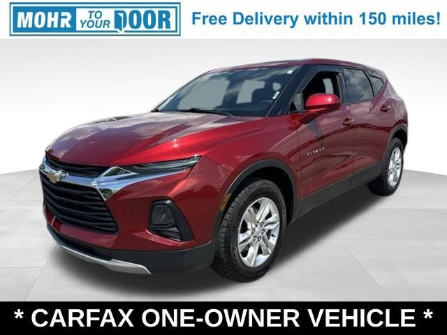 2021 Chevrolet Blazer LT in Cherry Red Tintcoat — front three-quarter view