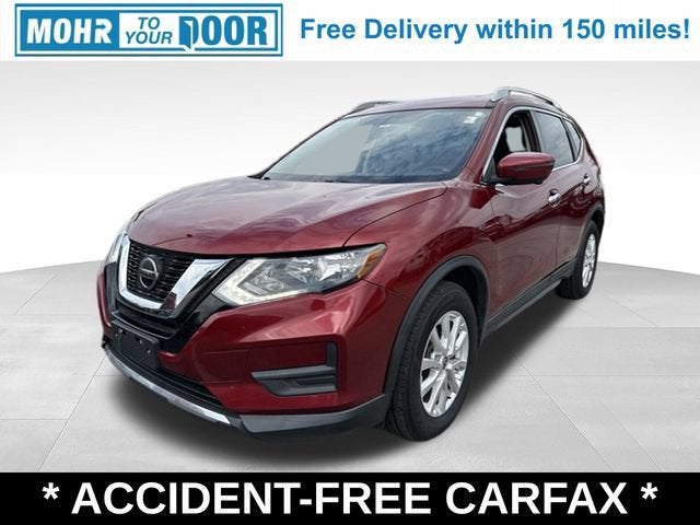 2018 Nissan Rogue SV in Scarlet Ember — front three-quarter view
