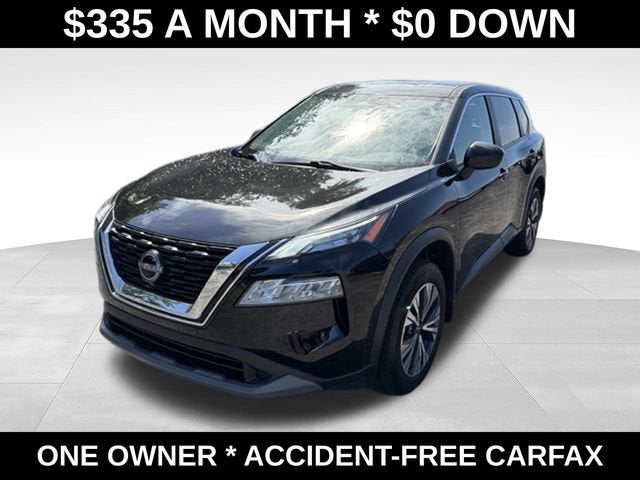 2023 Nissan Rogue SV in Super Black — front three-quarter view