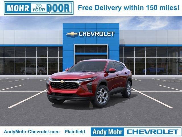 2026 Chevrolet Trax LS in Apex Red — front three-quarter view
