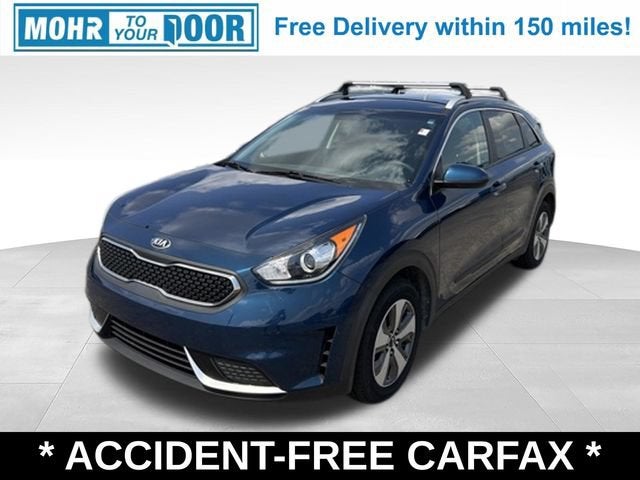 2019 Kia Niro LX in Deep Cerulean — front three-quarter view