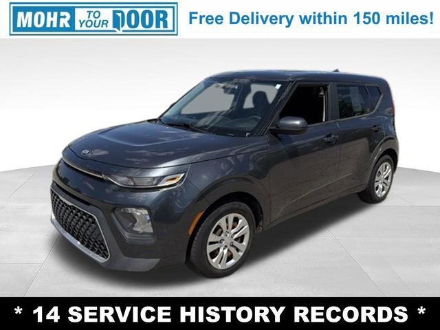 2021 Kia Soul LX in Gravity Gray — front three-quarter view