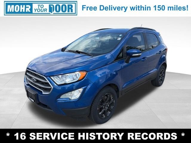 2019 Ford EcoSport SE in Lightning Blue Me — front three-quarter view