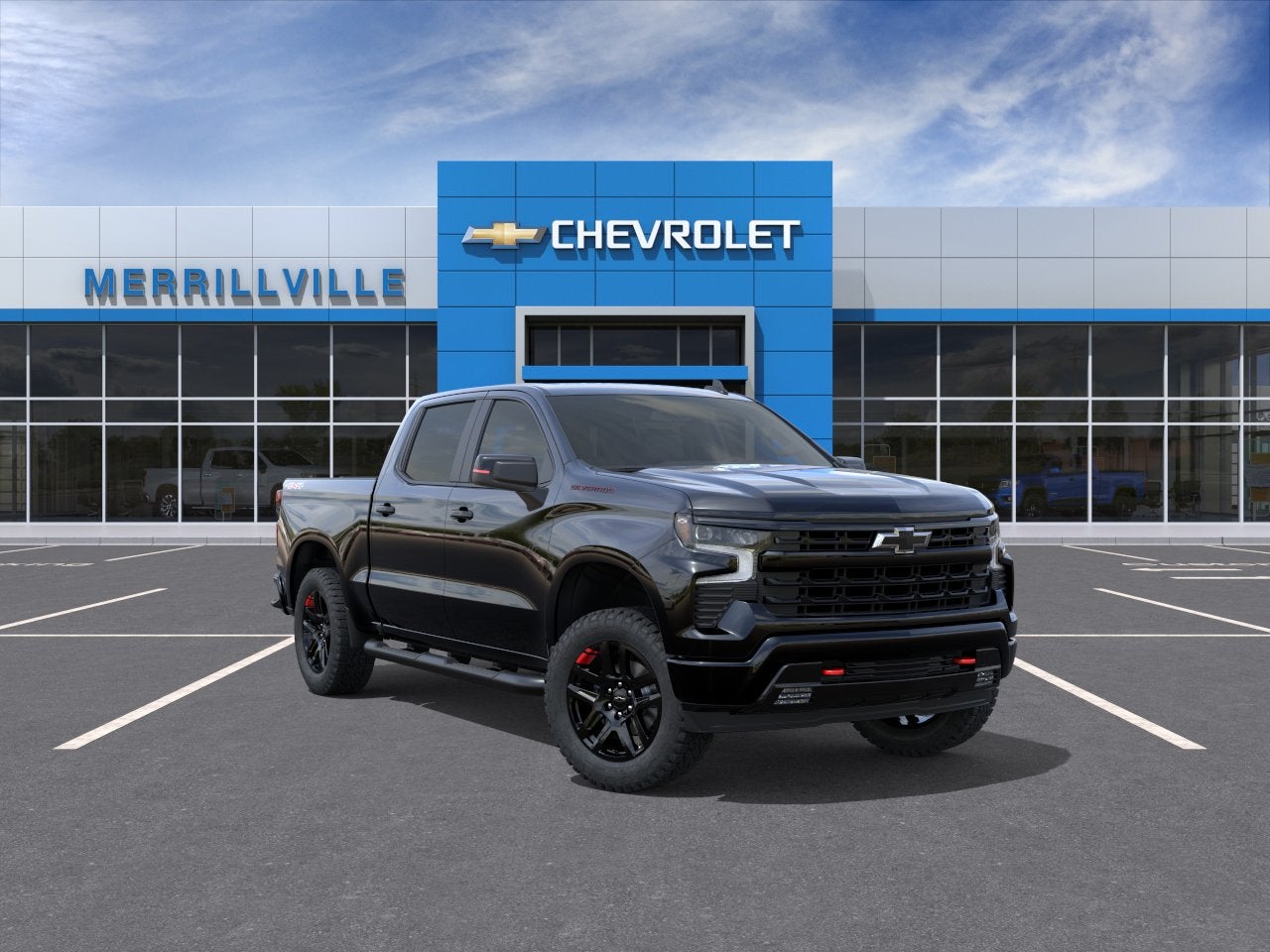 2026 Chevrolet Silverado 1500 RST in Black — front three-quarter view