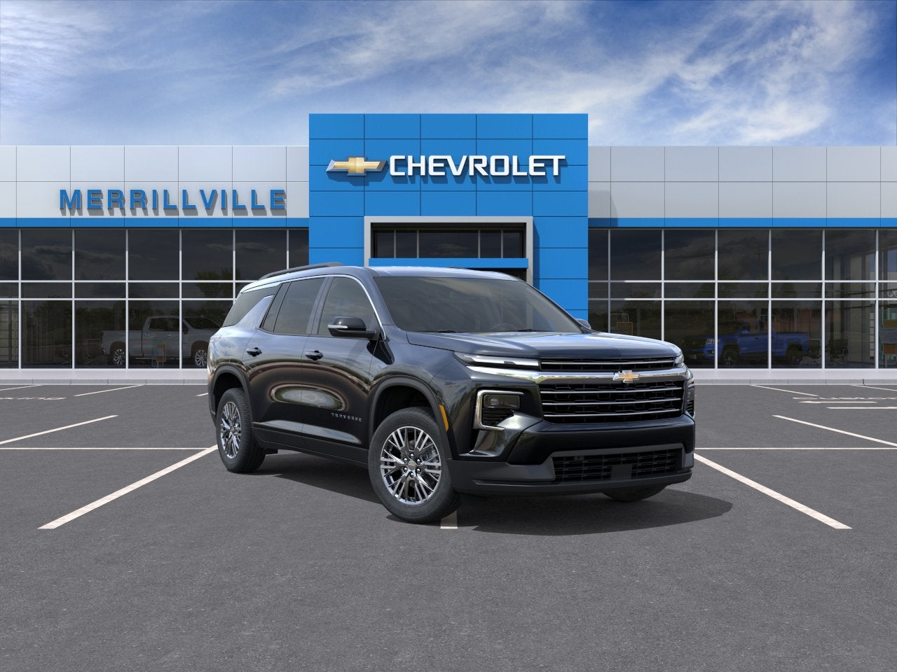 2026 Chevrolet Traverse LT in Mosaic Black Metallic — front three-quarter view