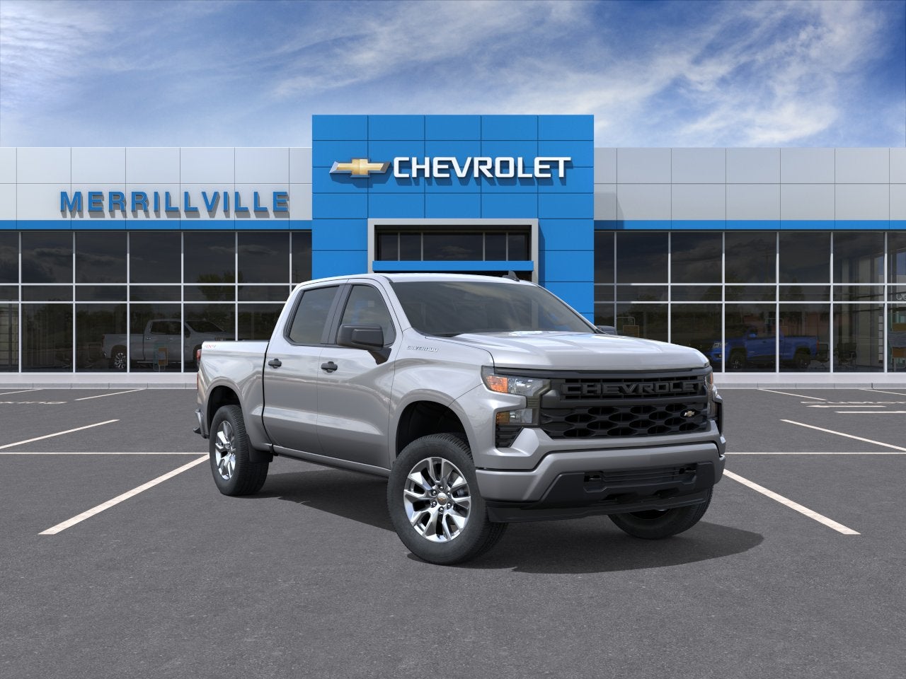 2026 Chevrolet Silverado 1500 Custom in Sterling Gray Metallic — front three-quarter view
