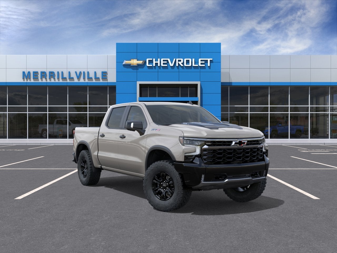 2026 Chevrolet Silverado 1500 ZR2 in White Sands — front three-quarter view