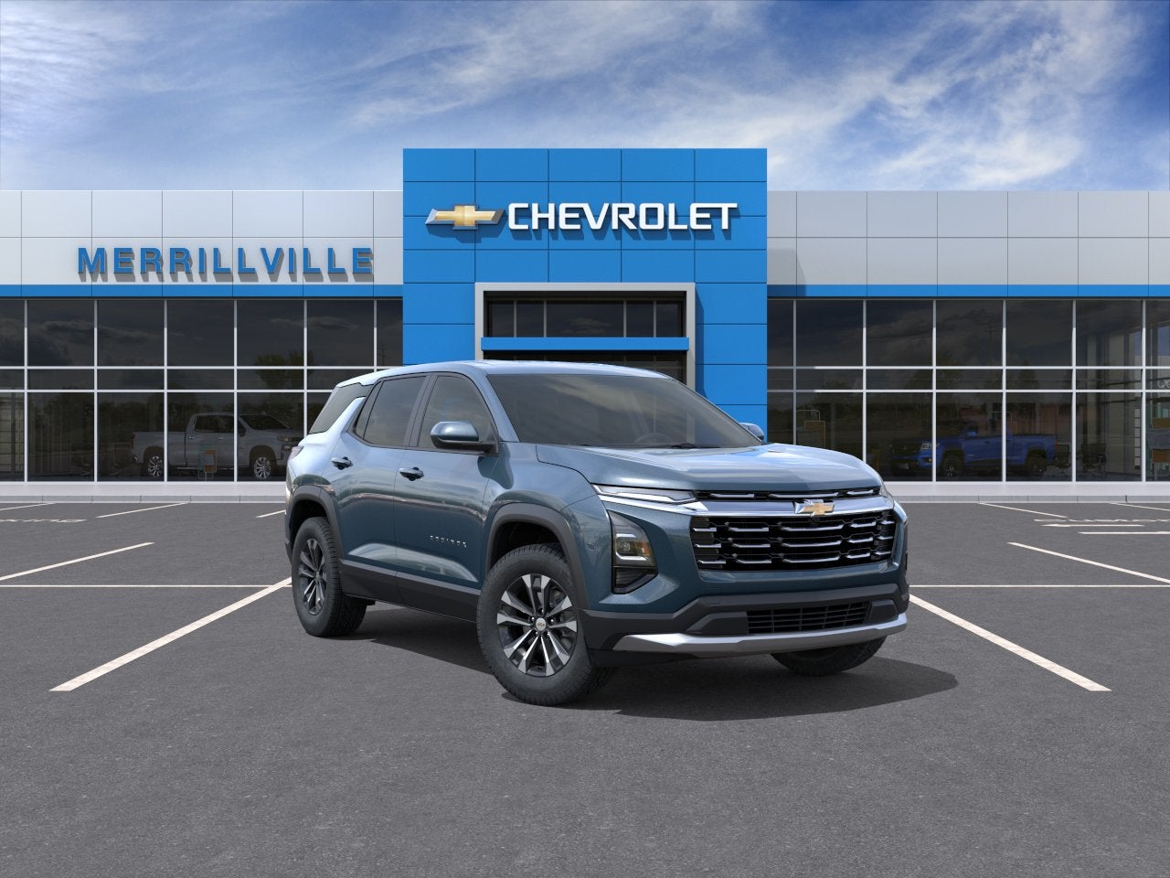 2027 Chevrolet Equinox LT in Lakeshore Blue Metallic — front three-quarter view