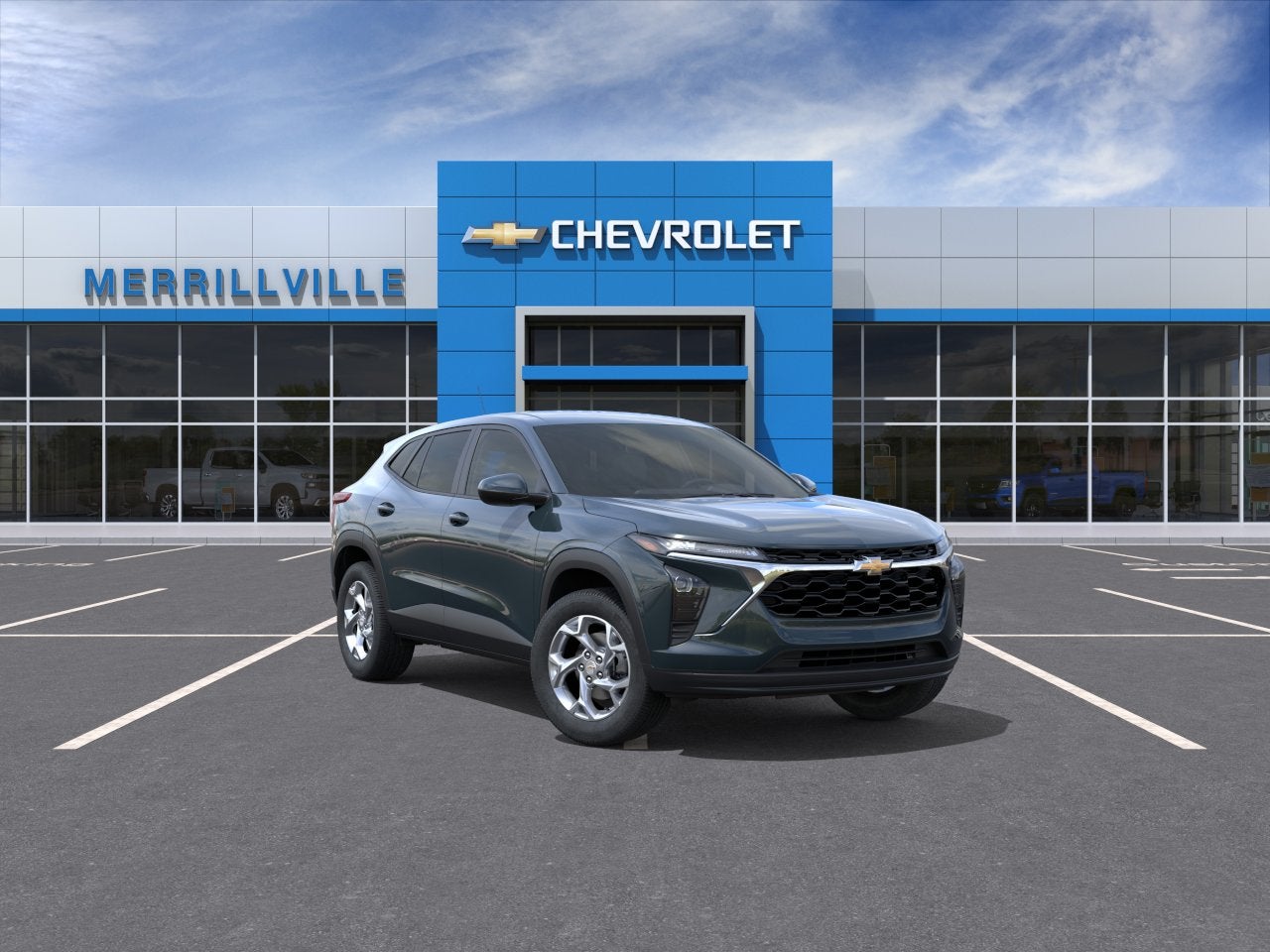 2026 Chevrolet Trax LS in Cypress Gray — front three-quarter view