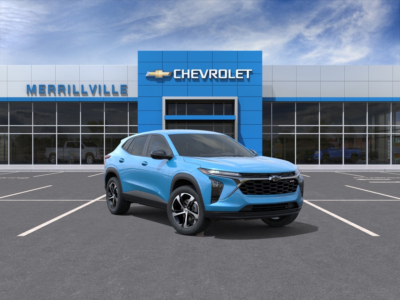 2026 Chevrolet Trax 1RS in Marina Blue Metallic — front three-quarter view