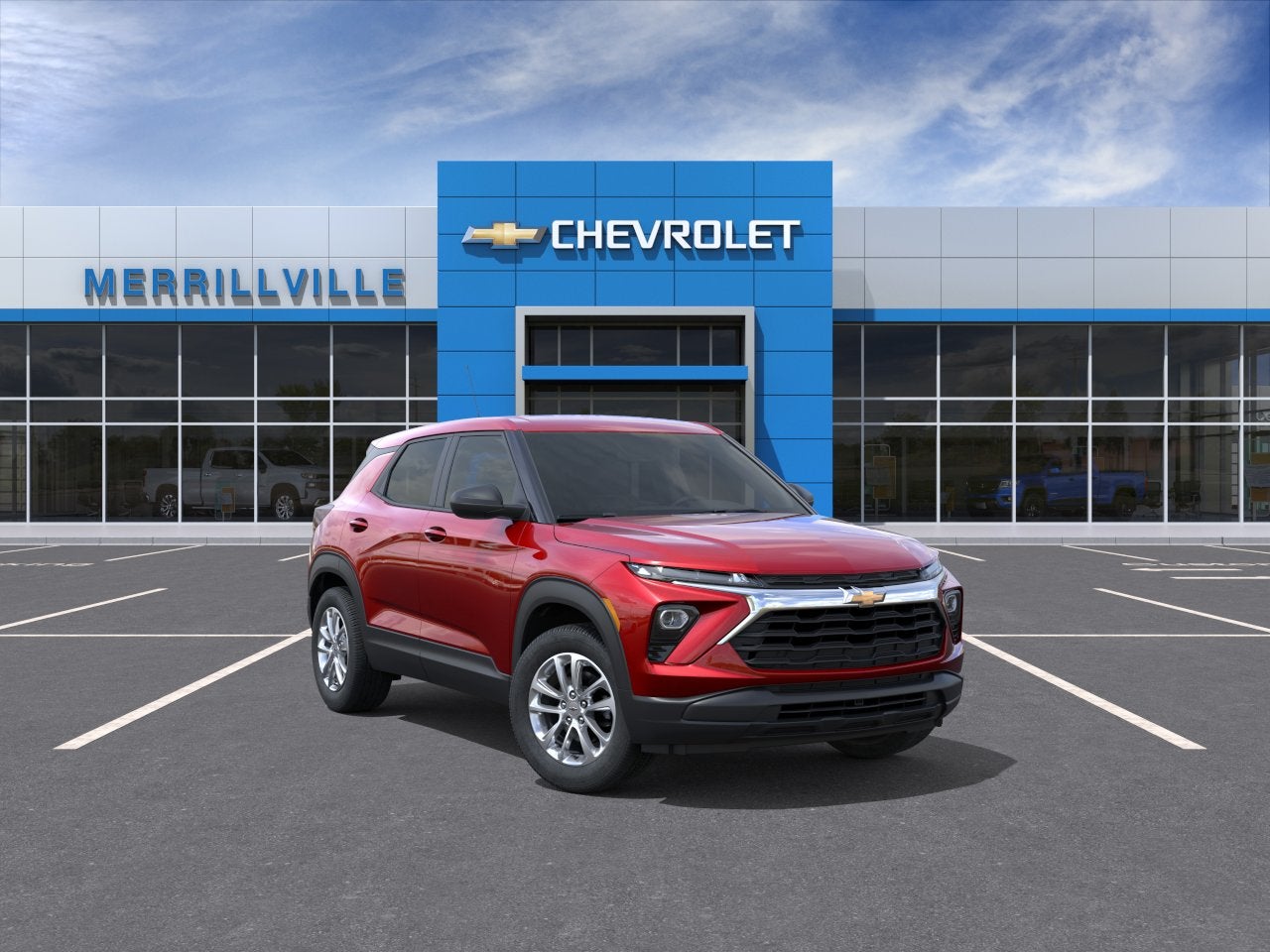 2026 Chevrolet Trailblazer LS in Apex Red — front three-quarter view
