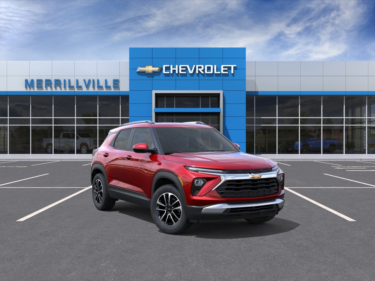 2026 Chevrolet Trailblazer LT in Apex Red — front three-quarter view