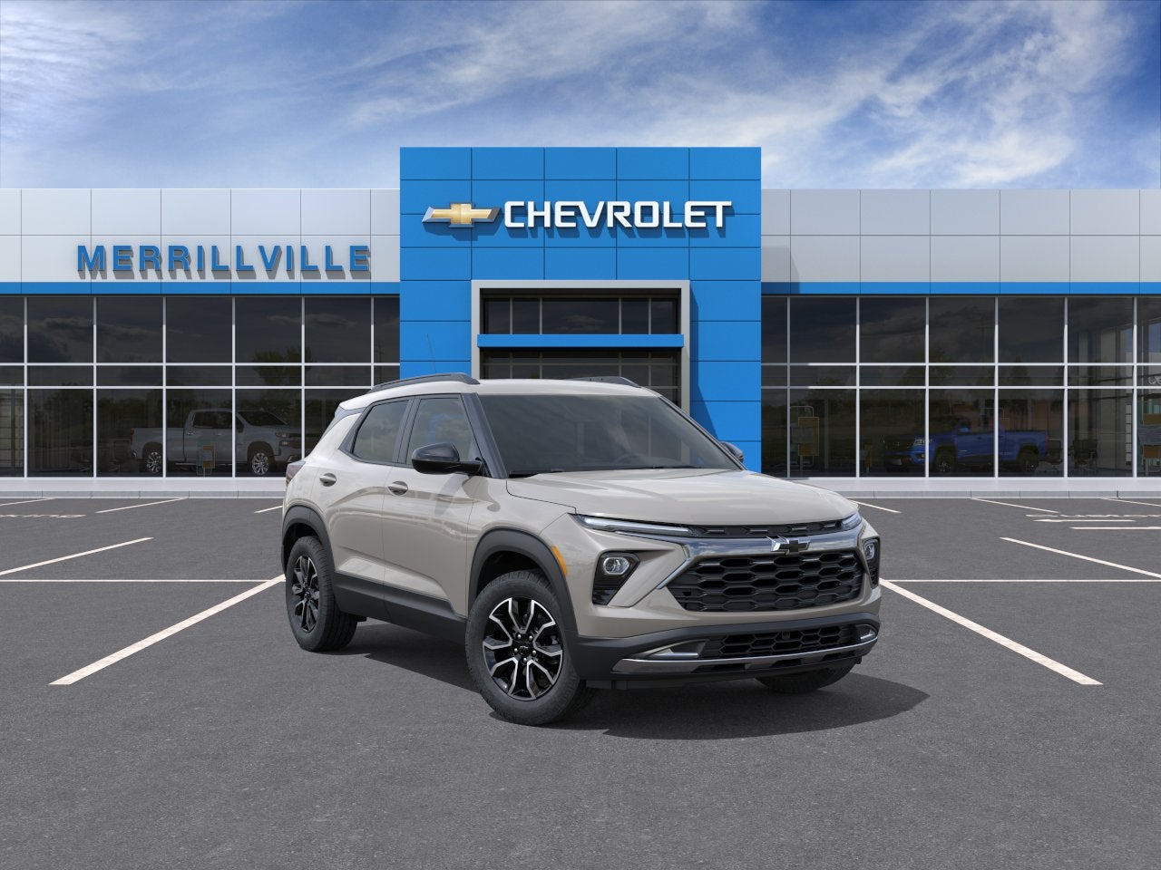2026 Chevrolet Trailblazer ACTIV in White Sands — front three-quarter view