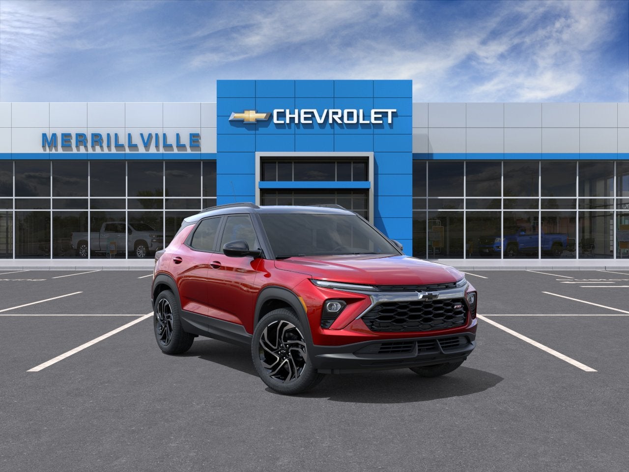 2026 Chevrolet Trailblazer RS in Apex Red — front three-quarter view