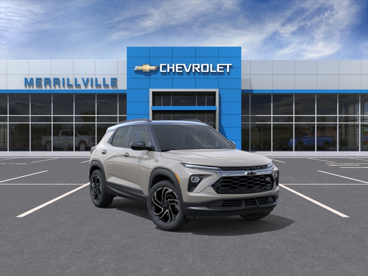 2026 Chevrolet Trailblazer RS in White Sands — front three-quarter view